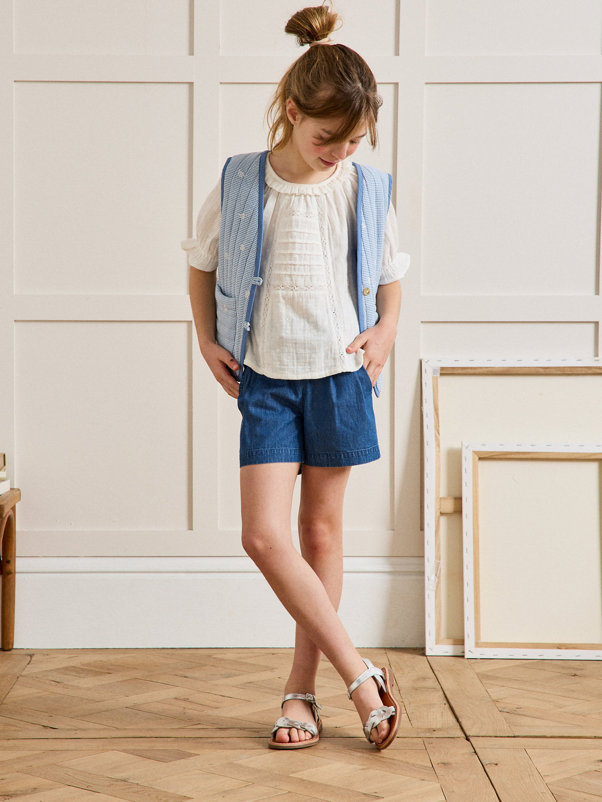 Girl's broderie anglaise cheesecloth blouse