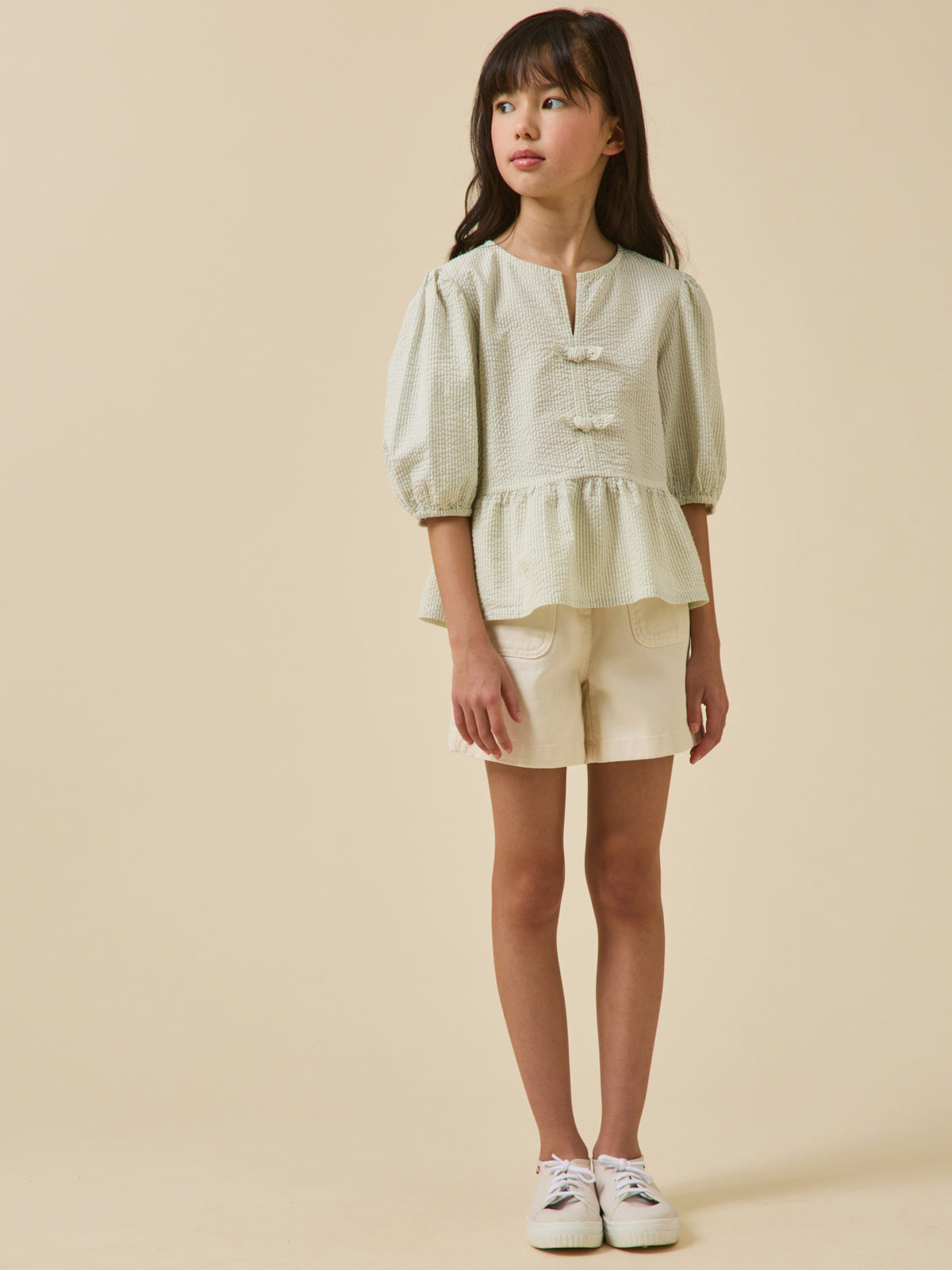 Blouse rayée en seersucker Fille