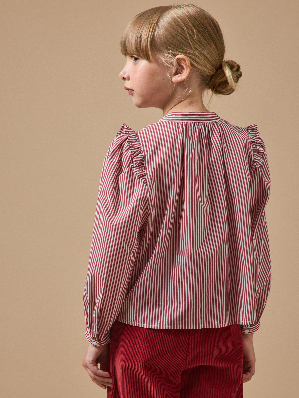 Chemise rayée volantée Fille