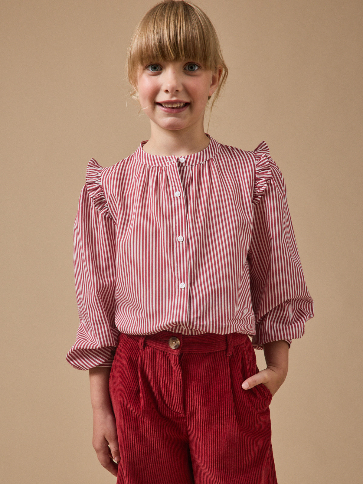 Chemise rayée volantée Fille