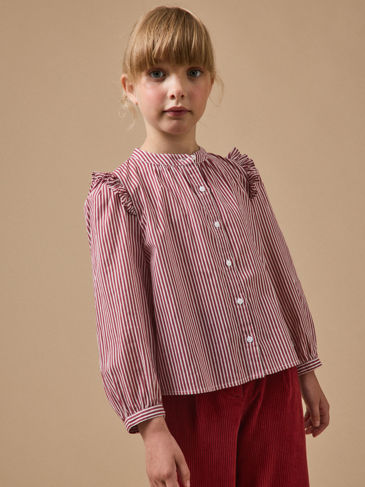 Chemise rayée volantée Fille