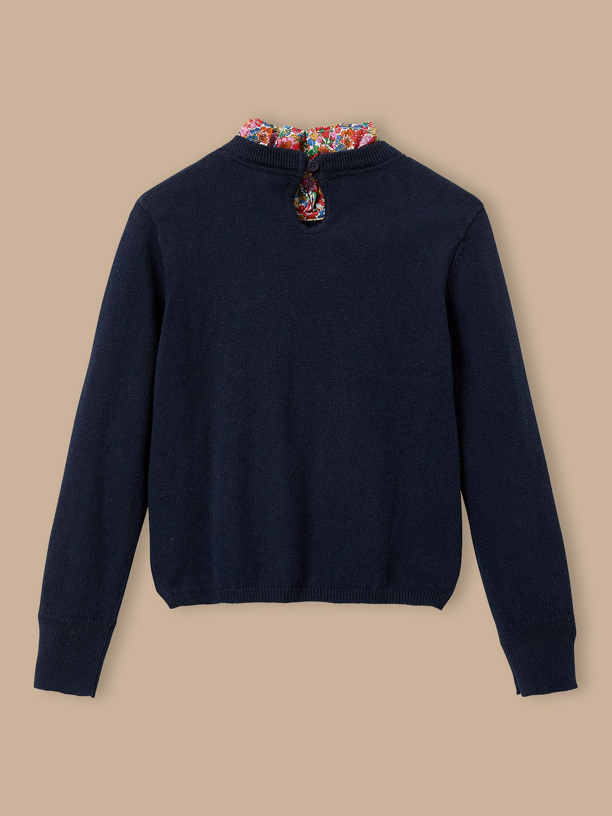 Girl's sweater, collar made with Liberty fabric