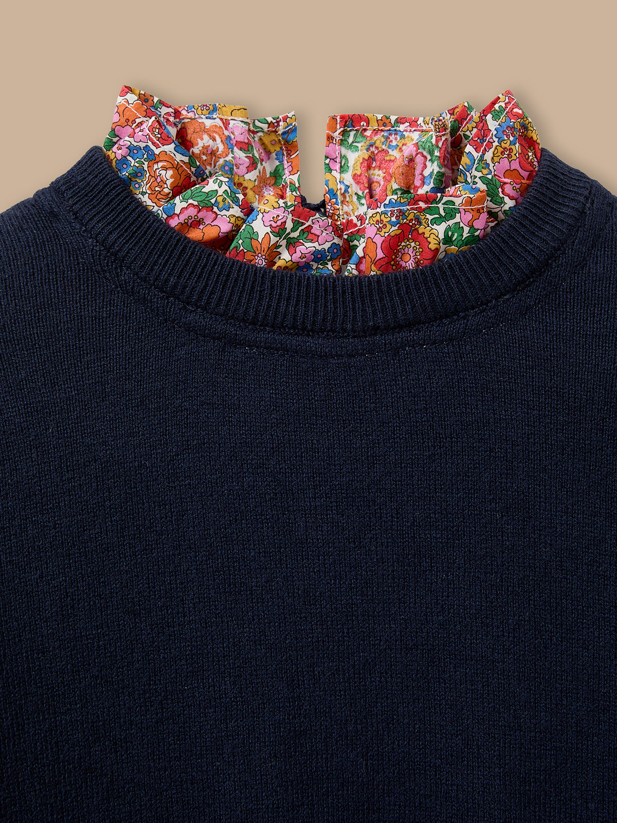 Girl's sweater, collar made with Liberty fabric