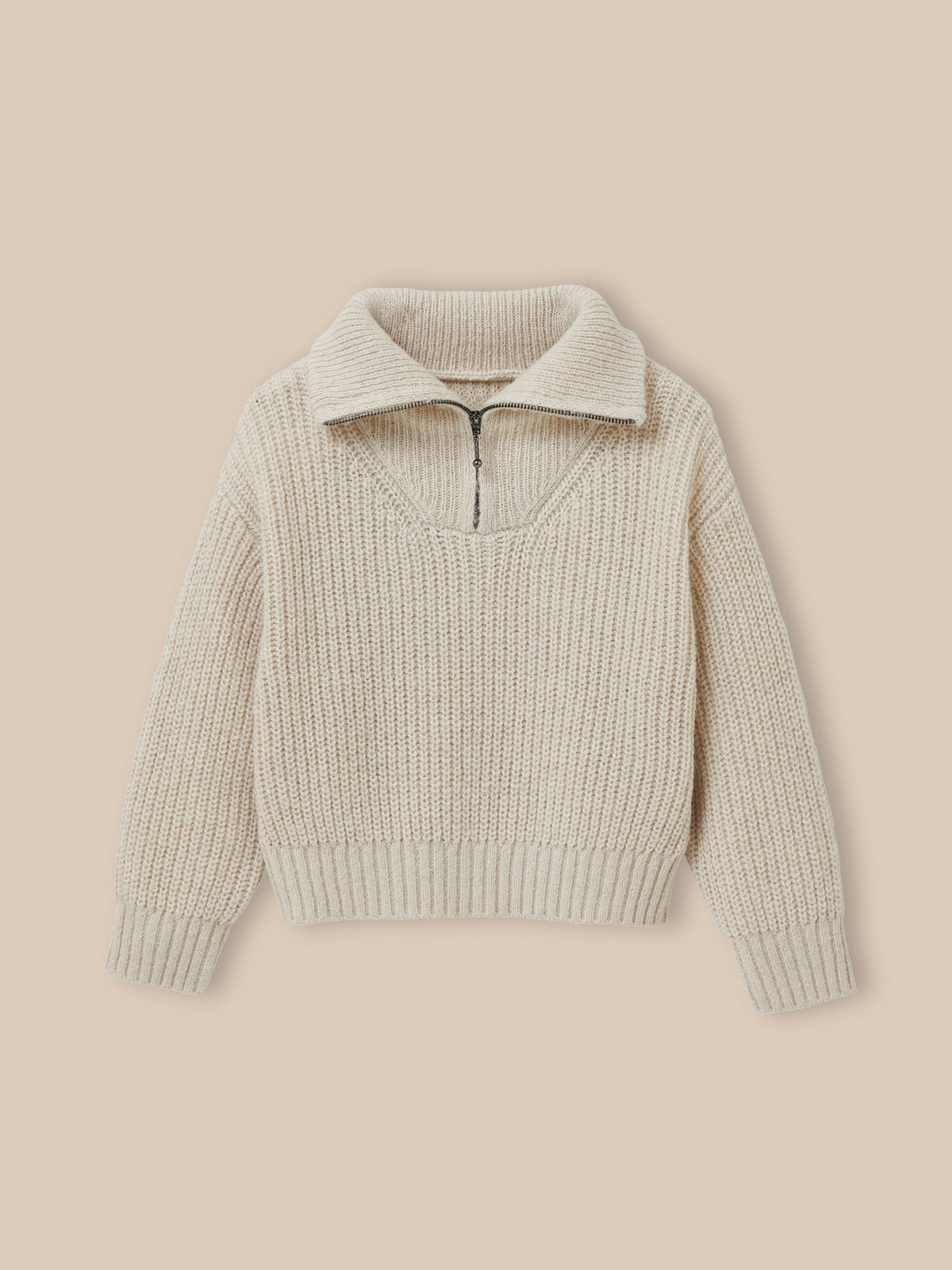 Girl's high zip-neck sweater