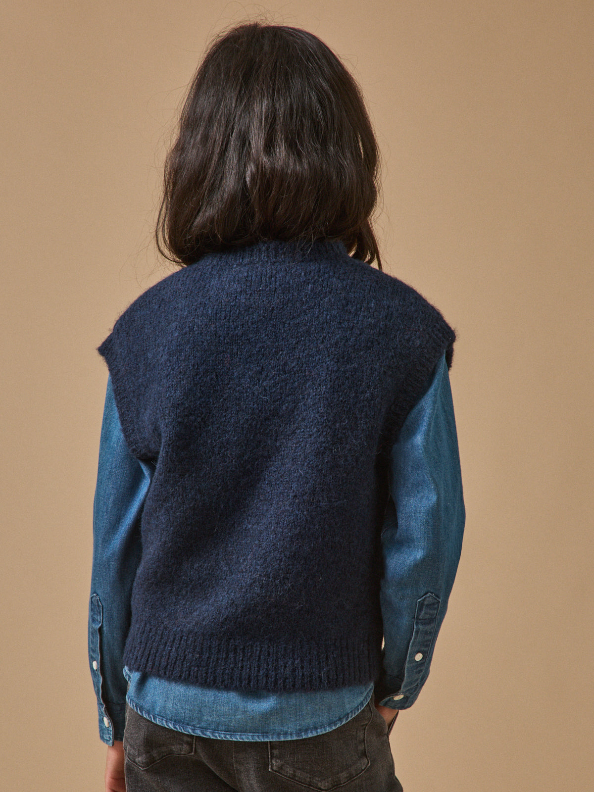 Girl's sleeveless wool and alpaca sweater