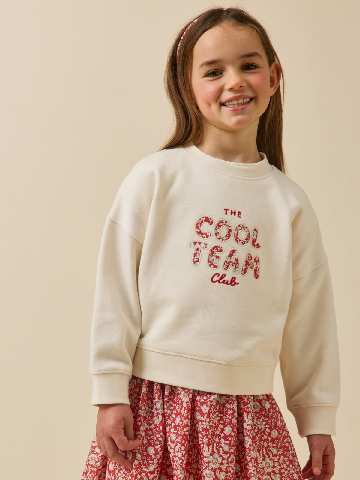Sweat Fille à message en tissu Liberty - Coton biologique