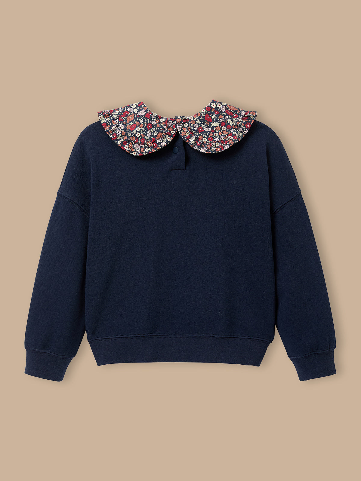 Girl's sweatshirt, collar made with Liberty fabric