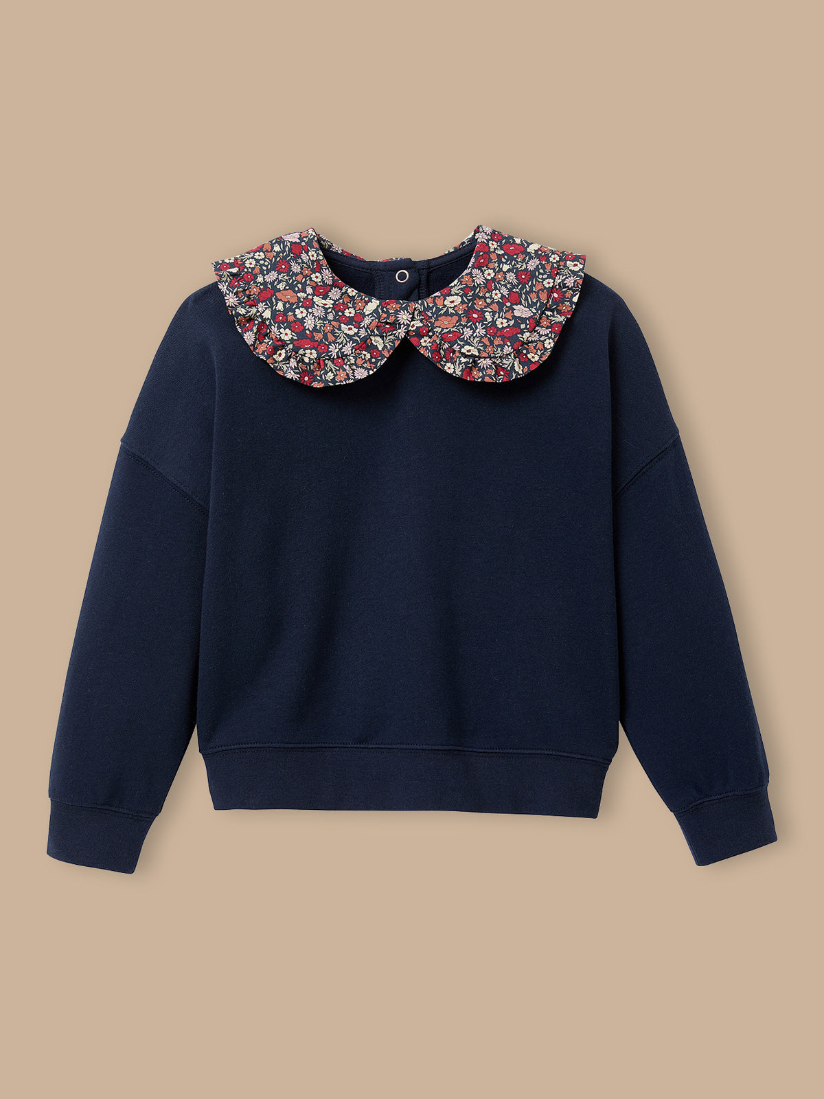 Girl's sweatshirt, collar made with Liberty fabric