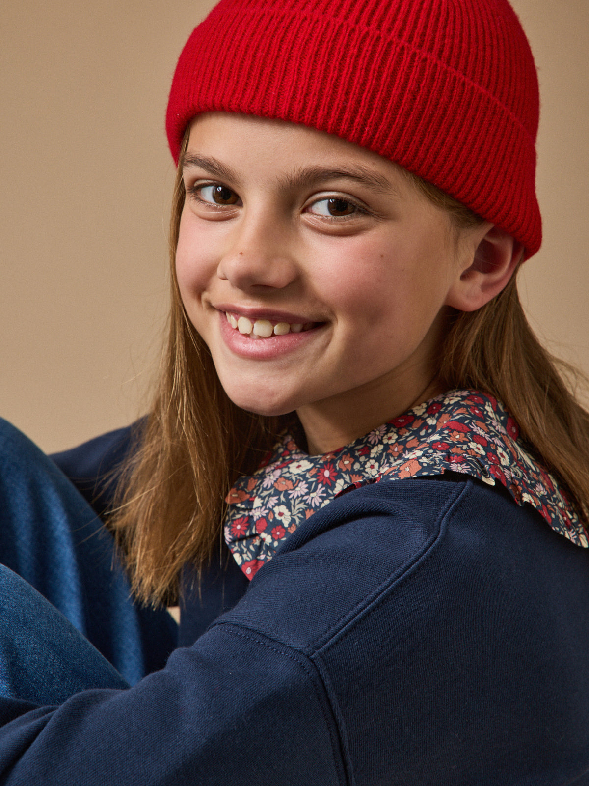 Girl's sweatshirt, collar made with Liberty fabric