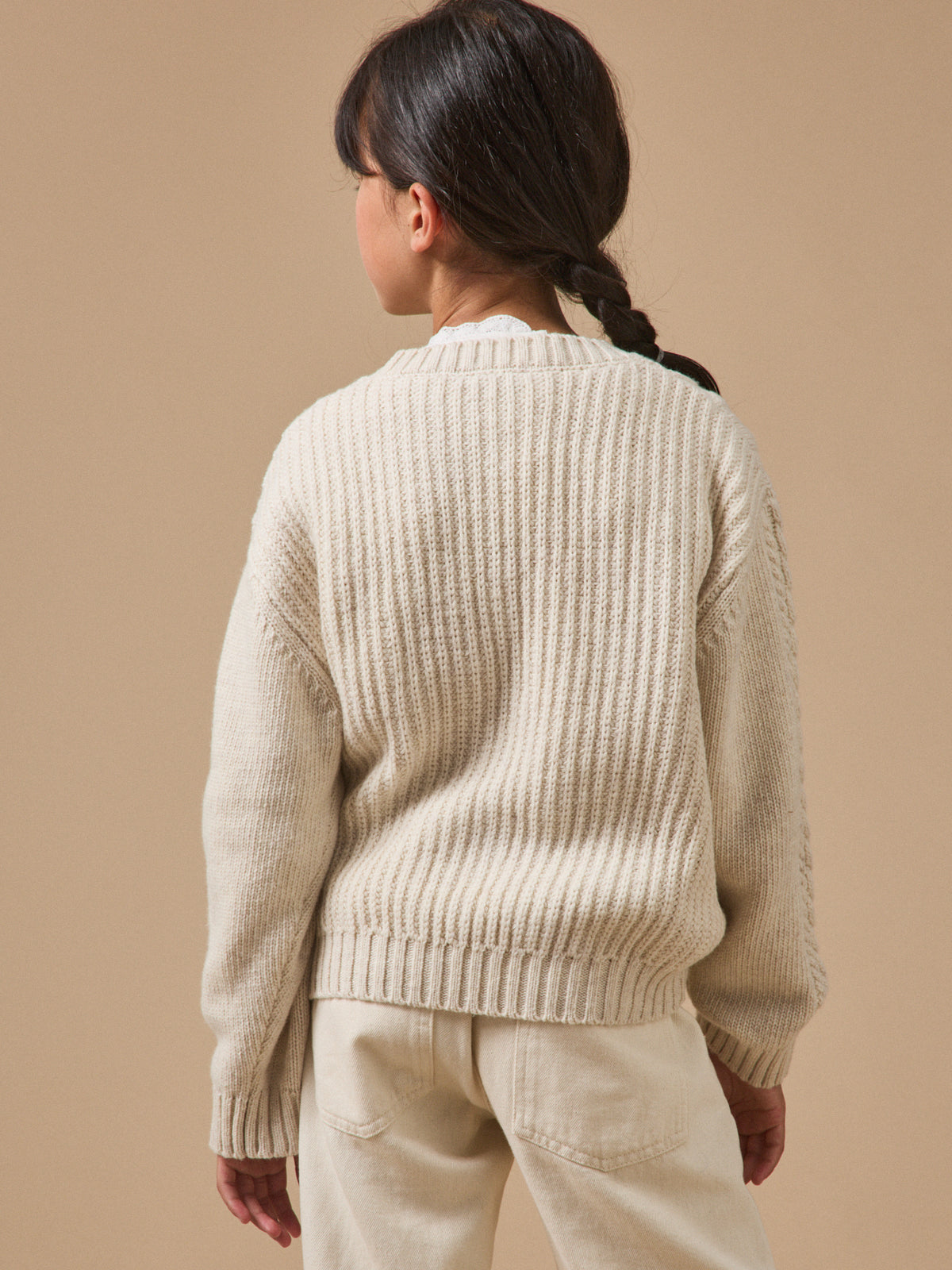 Pull torsadé avec laine Fille