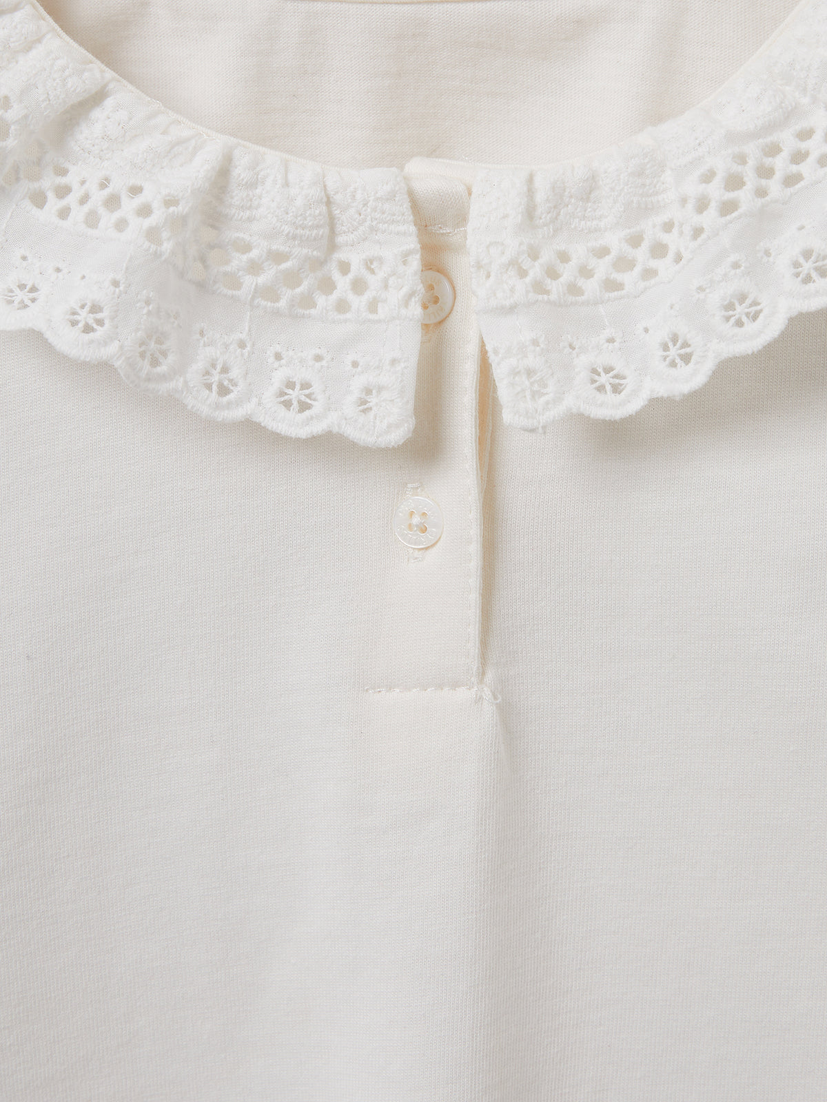 T-shirt Fille col dentelle - Coton Biologique