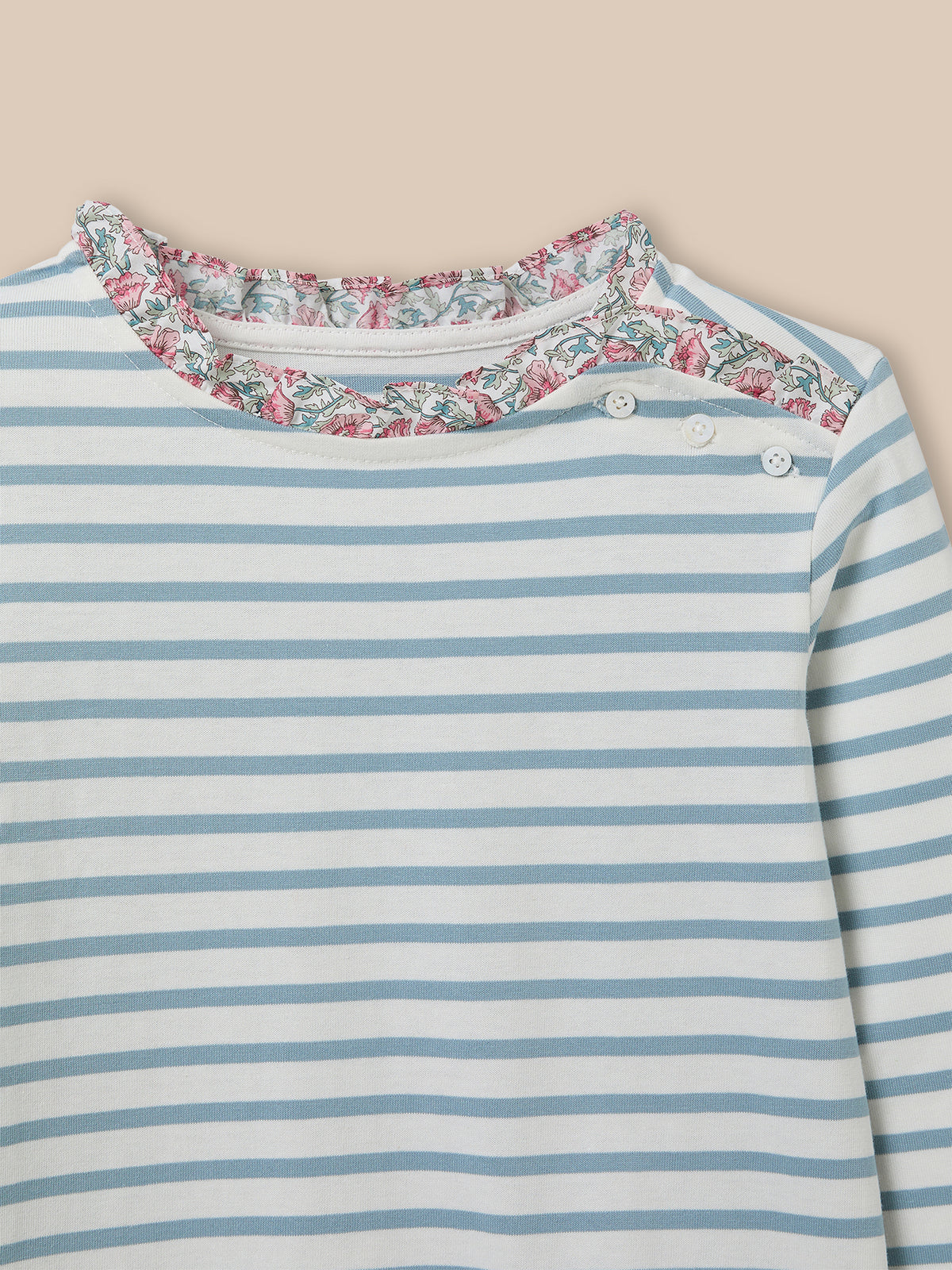 T-shirt marinière Fille tissu Liberty - Coton biologique