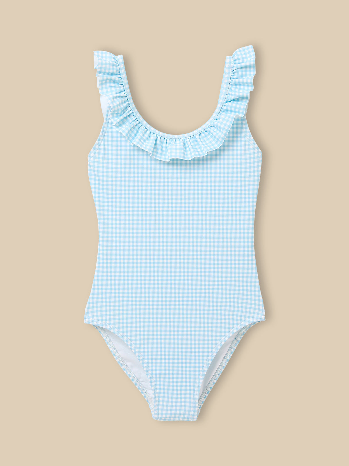 Girl's gingham check 1-piece swimsuit