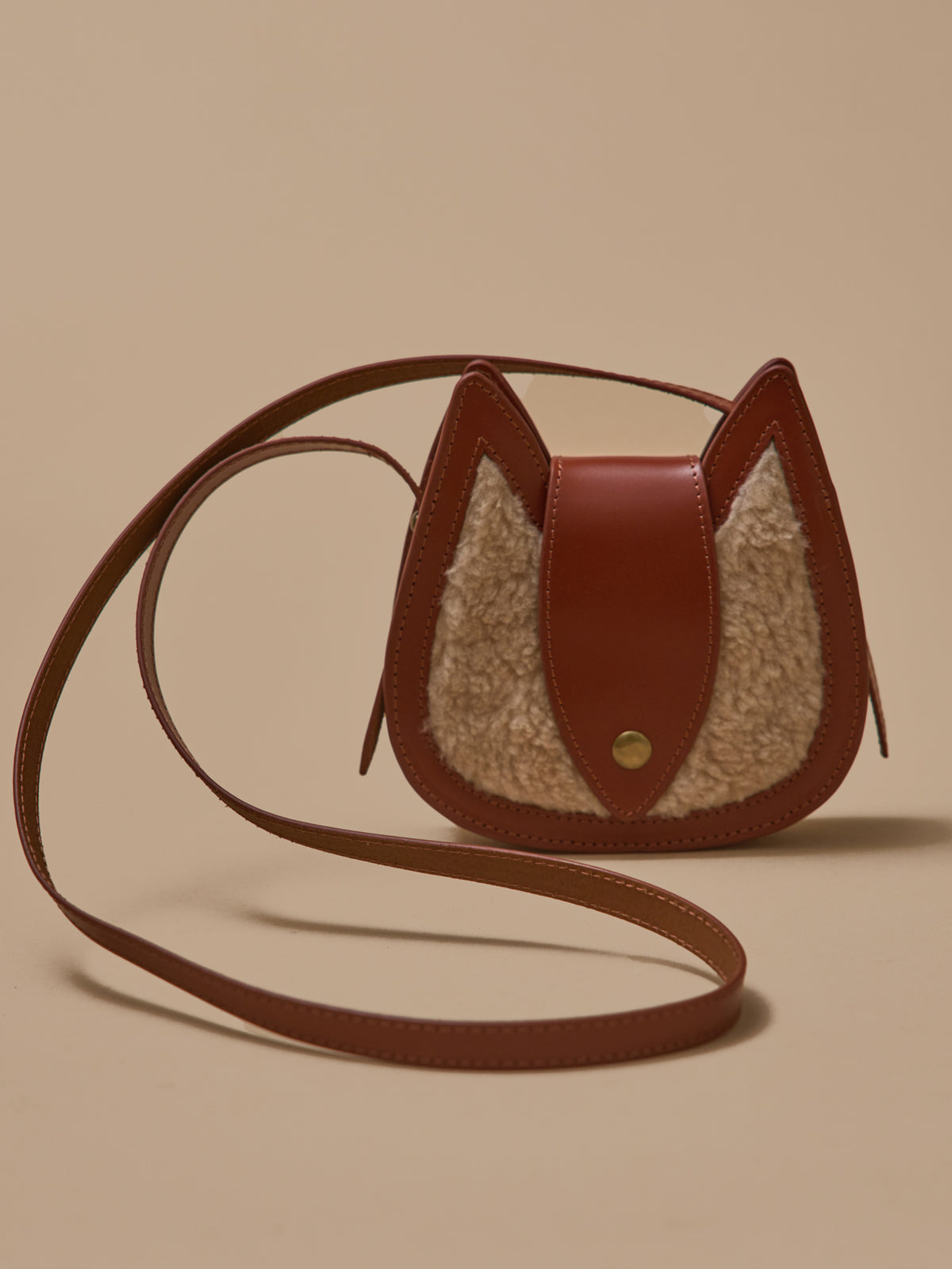 Girl's leather and sherpa squirrel bag
