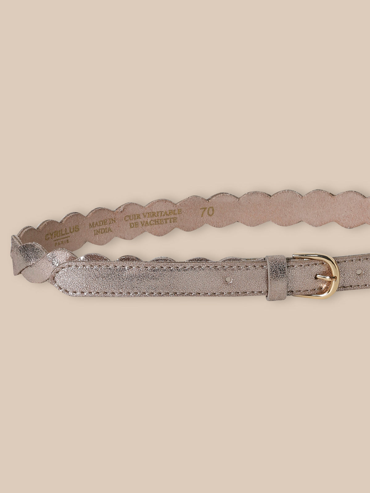 Girl's shimmery braided leather belt
