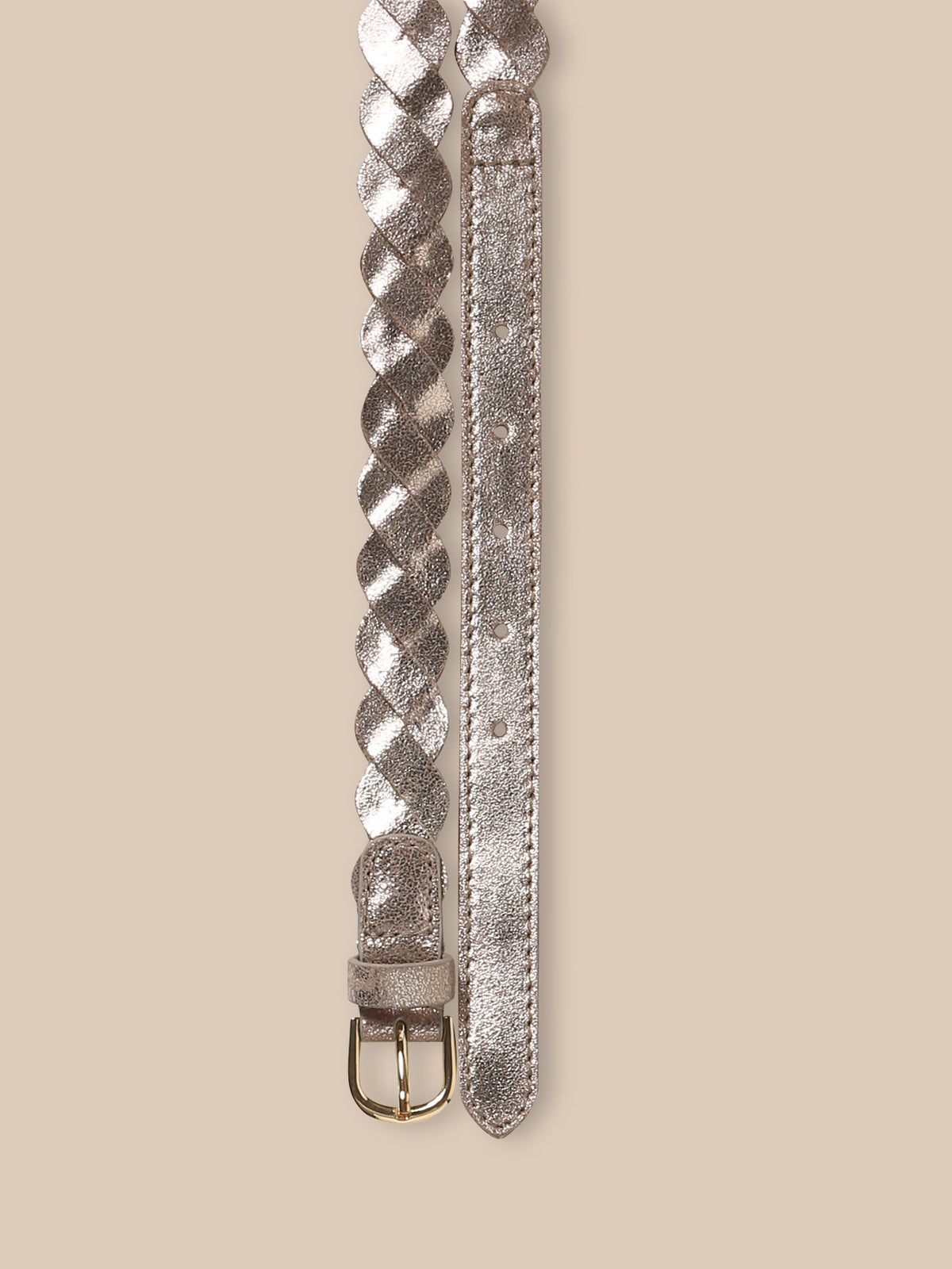 Girl's shimmery braided leather belt