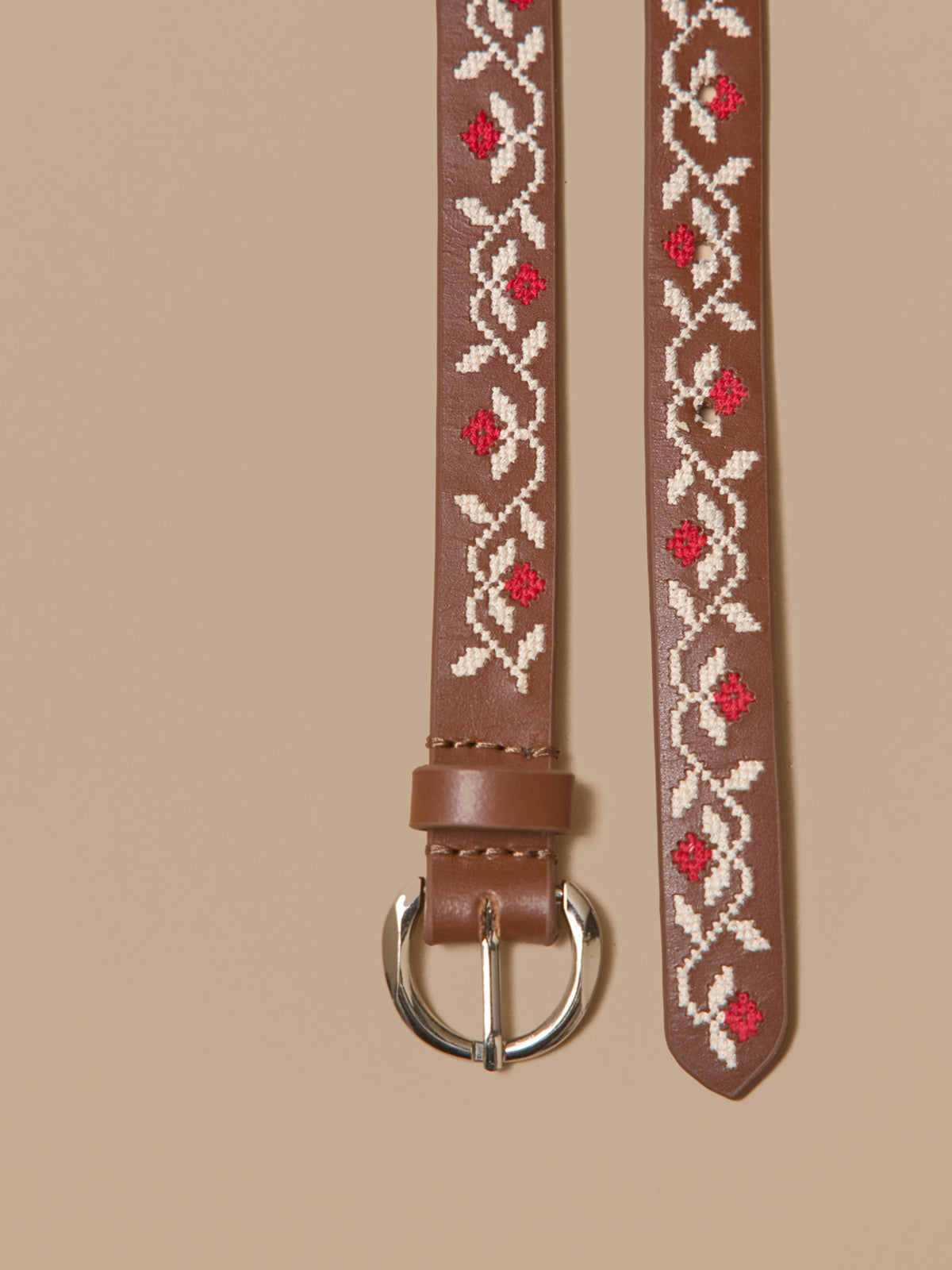 Ceinture brodée en cuir fille