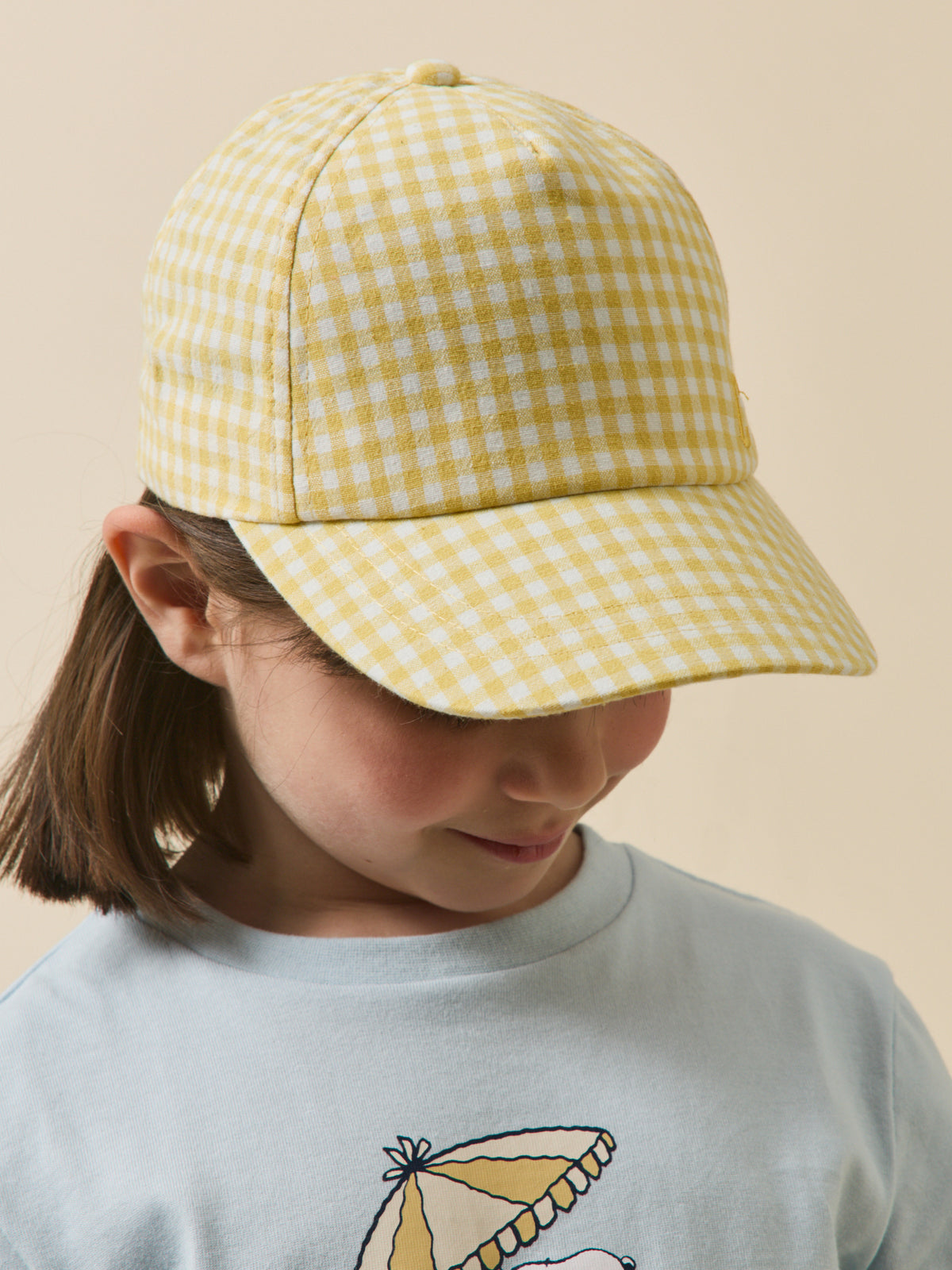 Girl's gingham check cap
