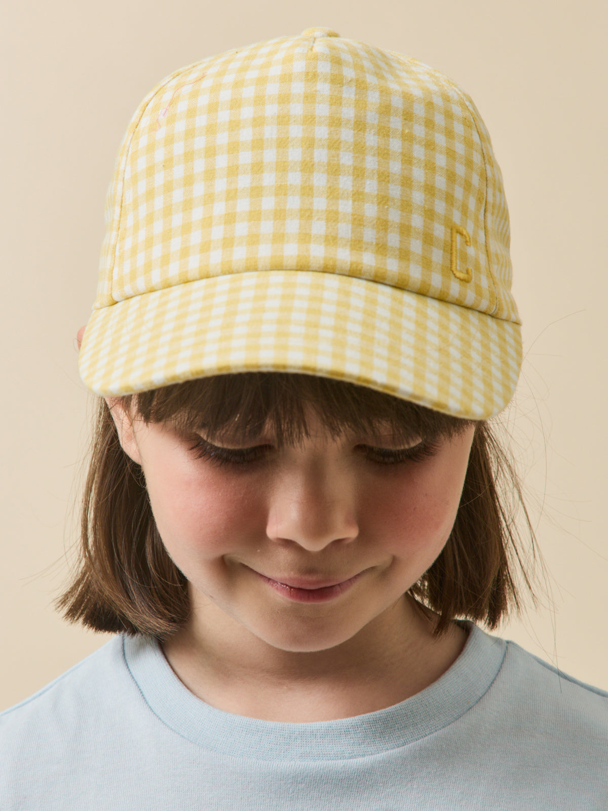 Girl's gingham check cap