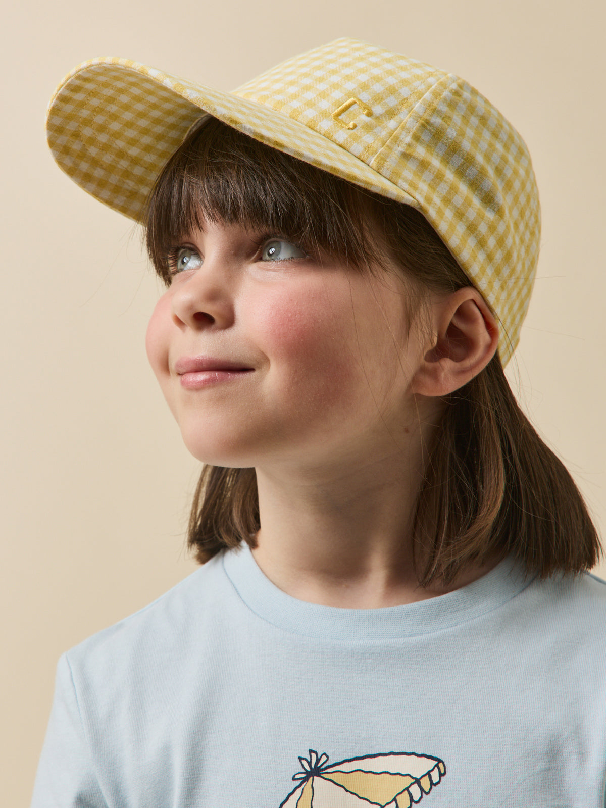 Girl's gingham check cap