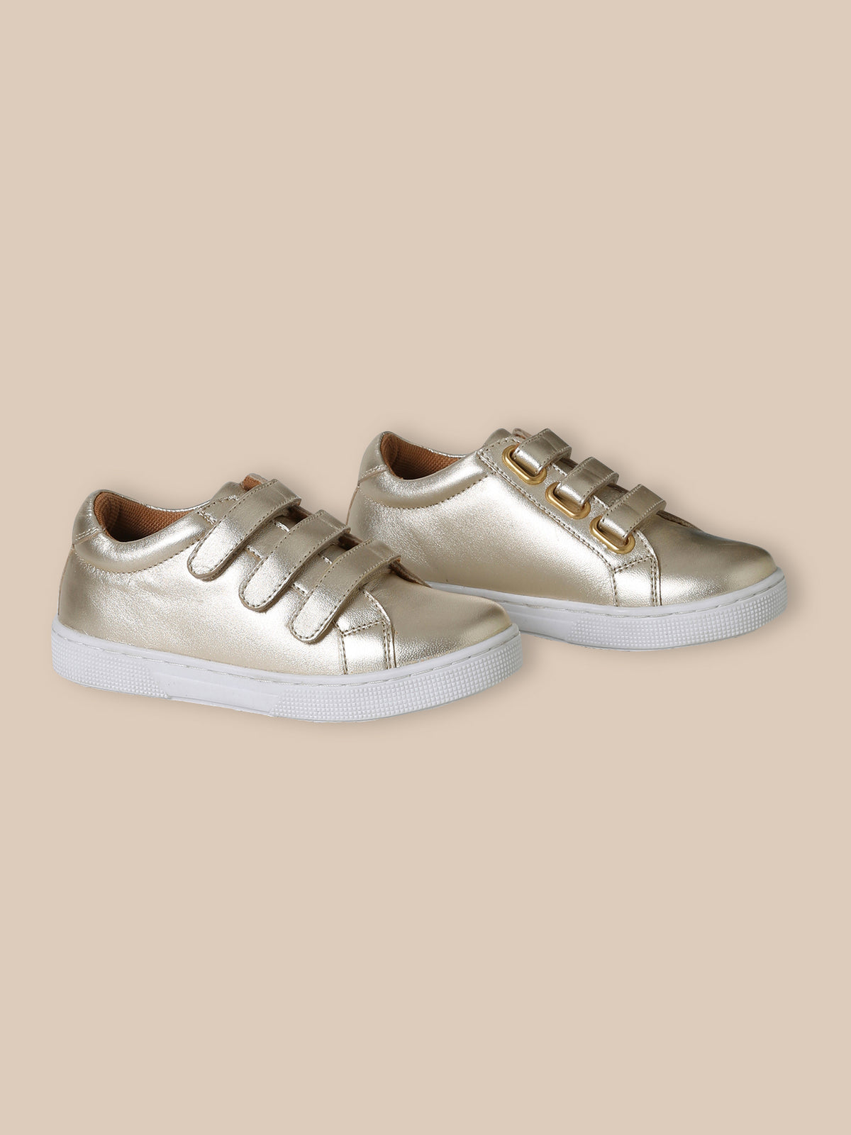 Girl's shimmery leather trainers