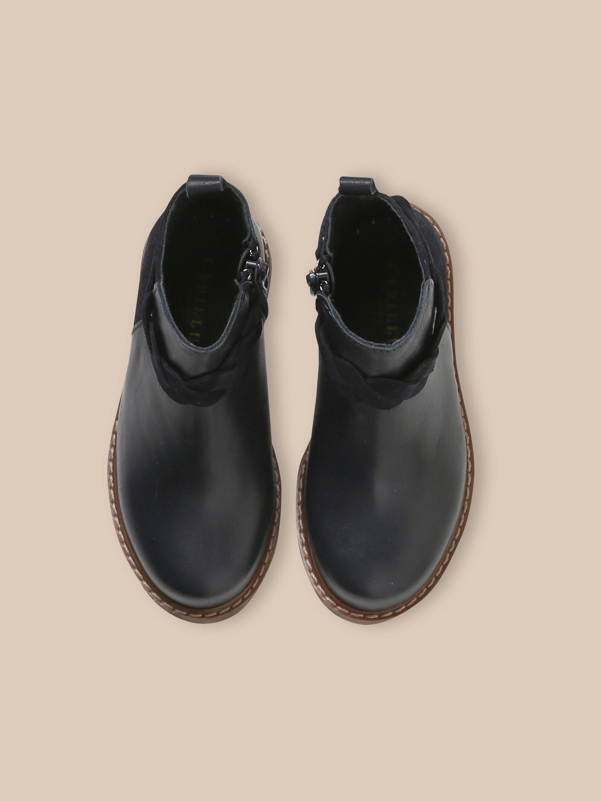 Boots tresse en cuir Fille