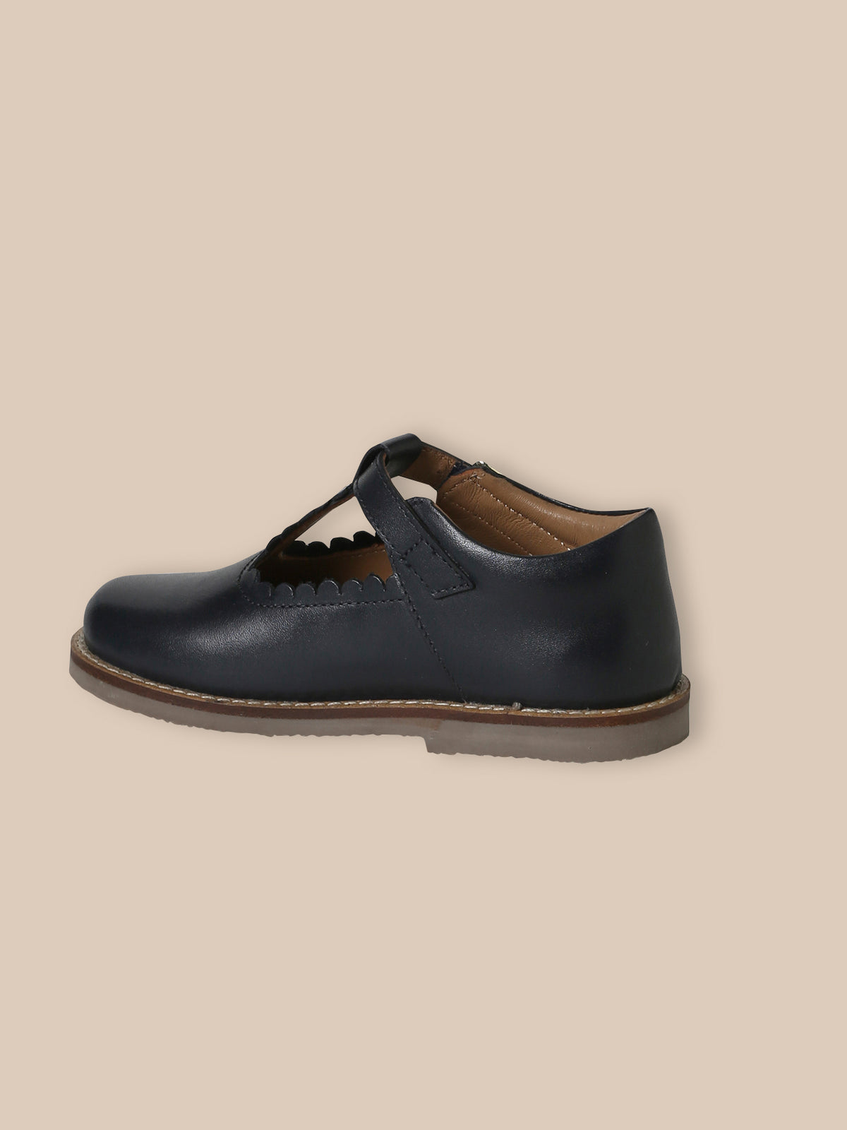Girl's leather T-strap shoes