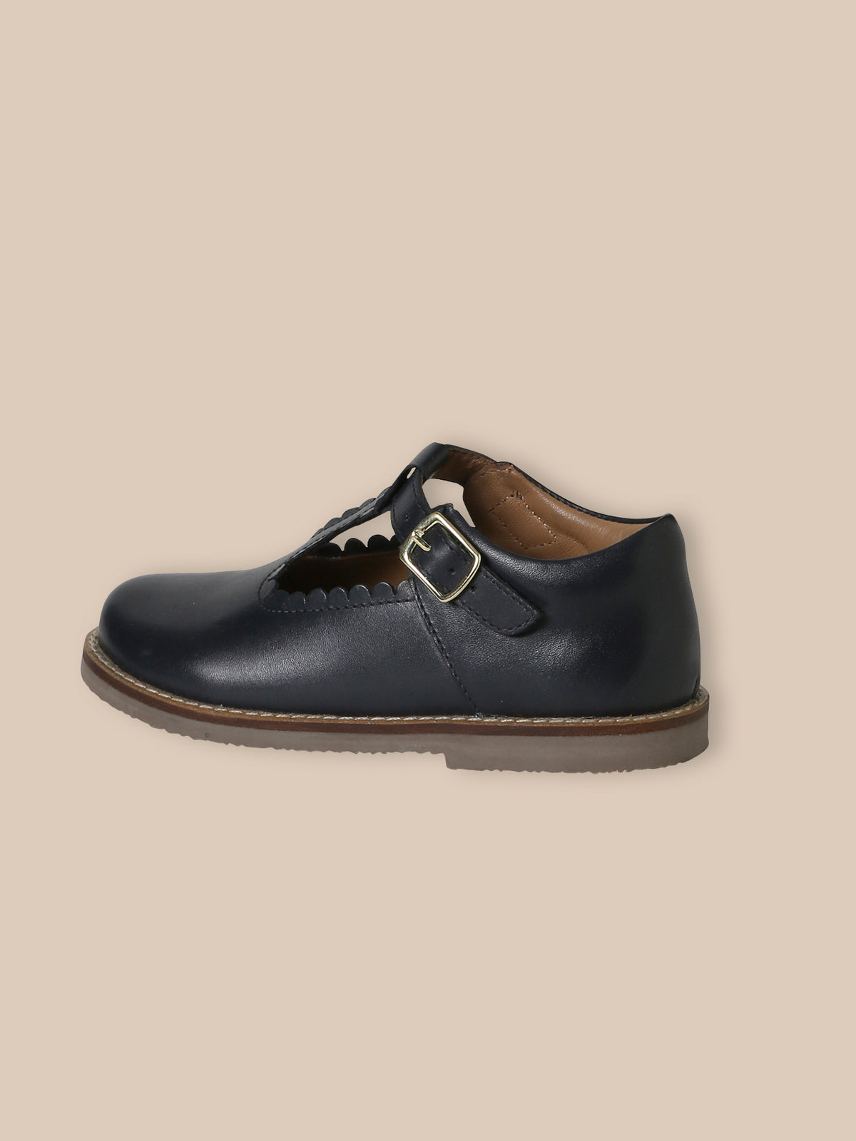Girl's leather T-strap shoes
