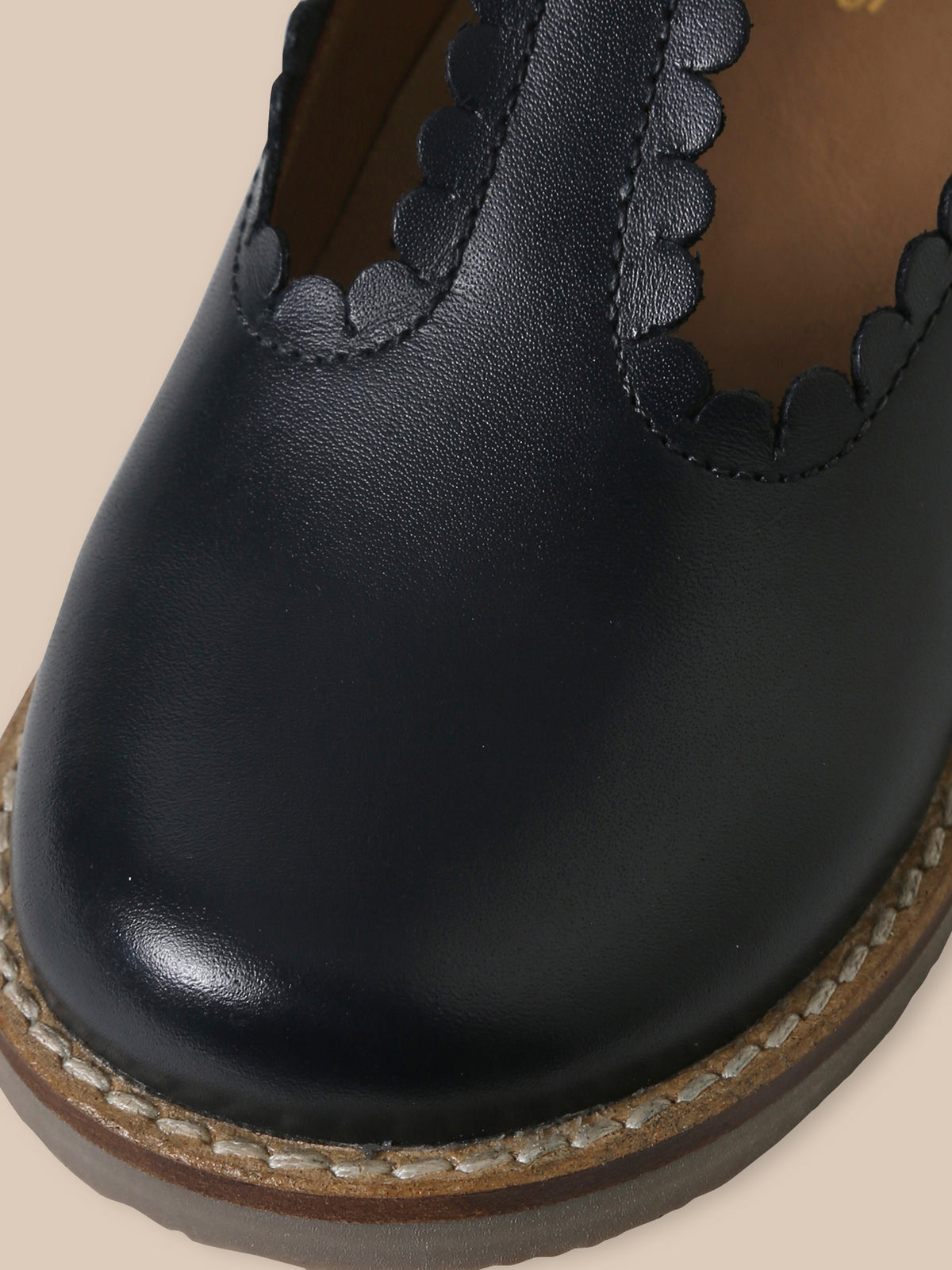 Girl's leather T-strap shoes