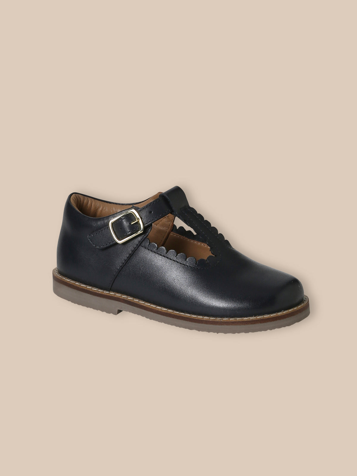 Girl's leather T-strap shoes