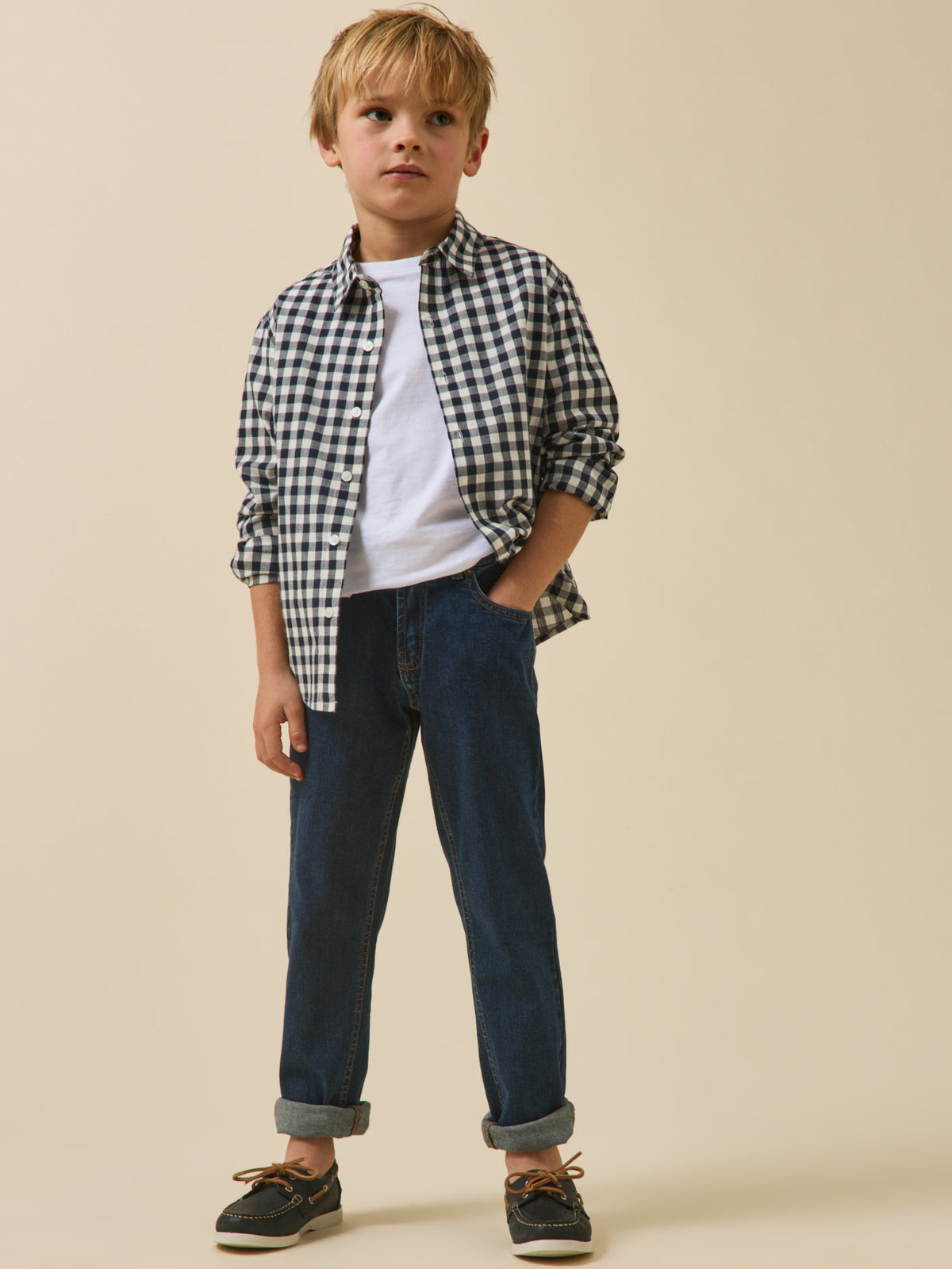 Boy's shirt with large gingham checks