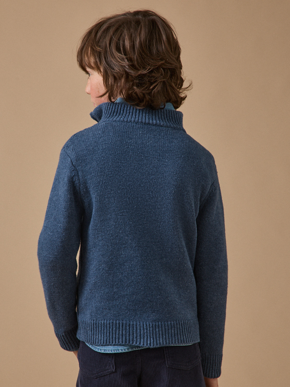 Boy's sweater with high zip neckline