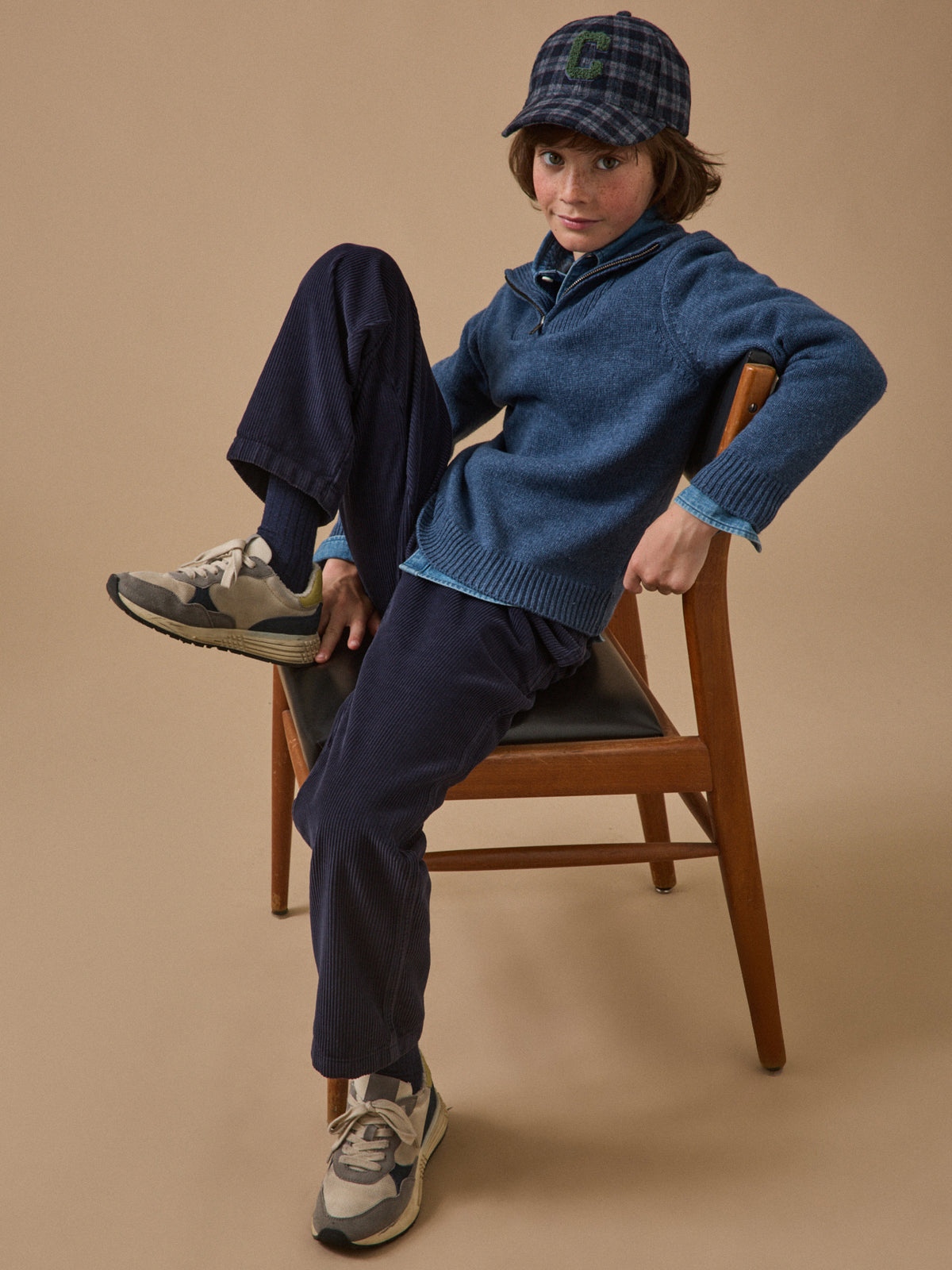 Boy's sweater with high zip neckline