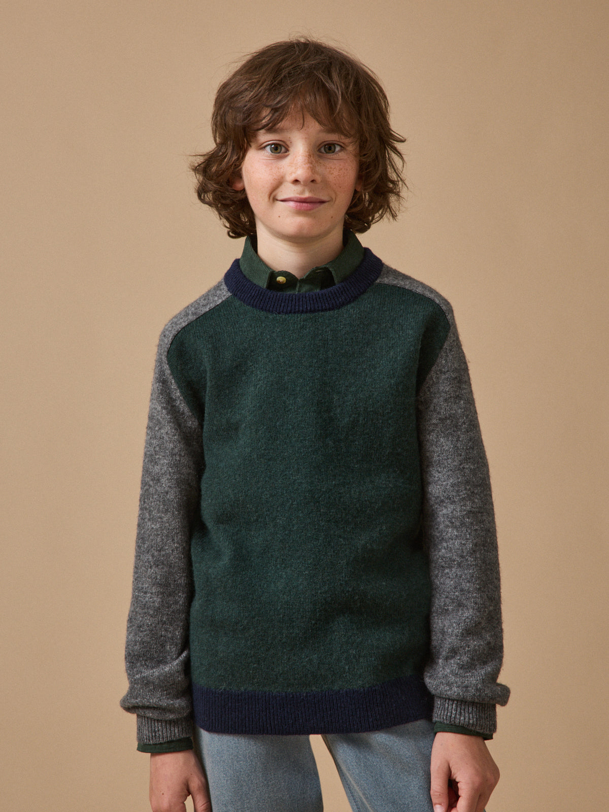Pull colorblock en laine Garçon