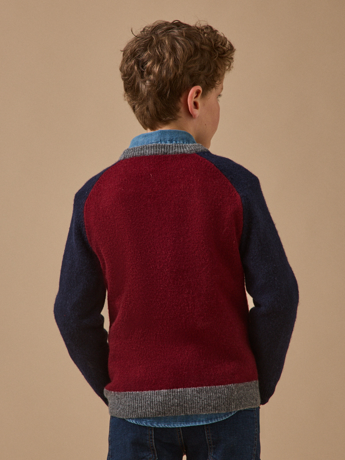 Boy's wool colorblock sweater