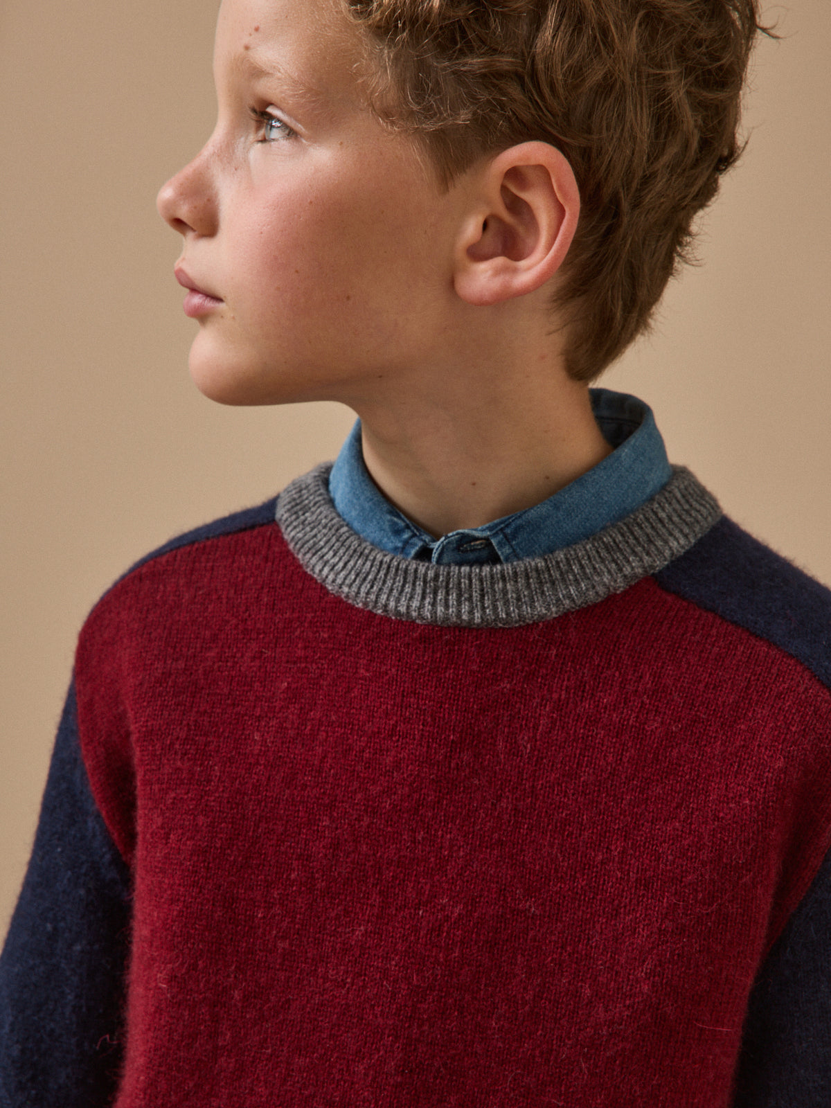 Boy's wool colorblock sweater