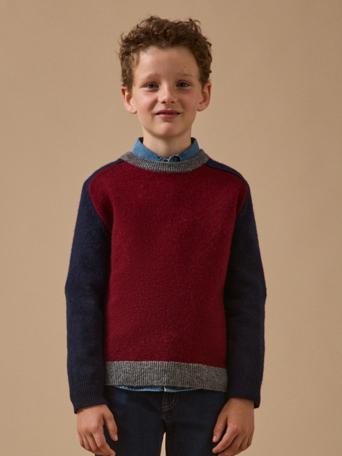 Pull colorblock en laine Garçon