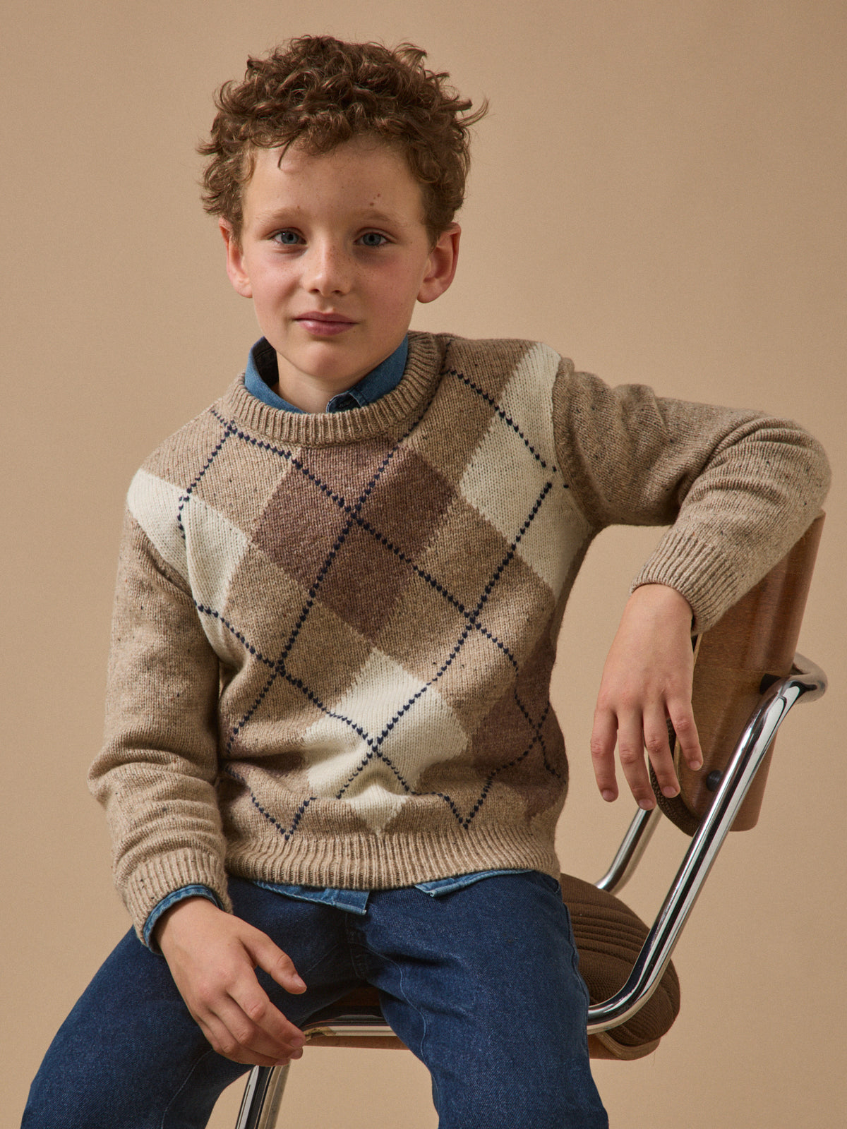 Pull jacquard avec laine Garçon