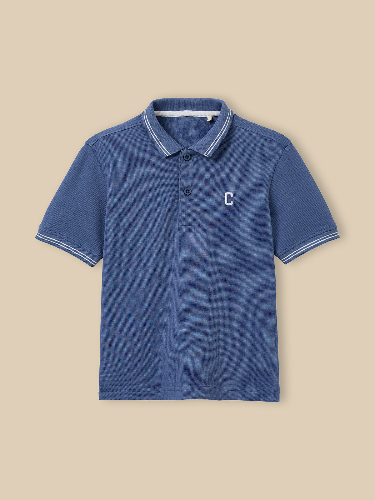 Boy's piqué knit organic cotton polo shirt
