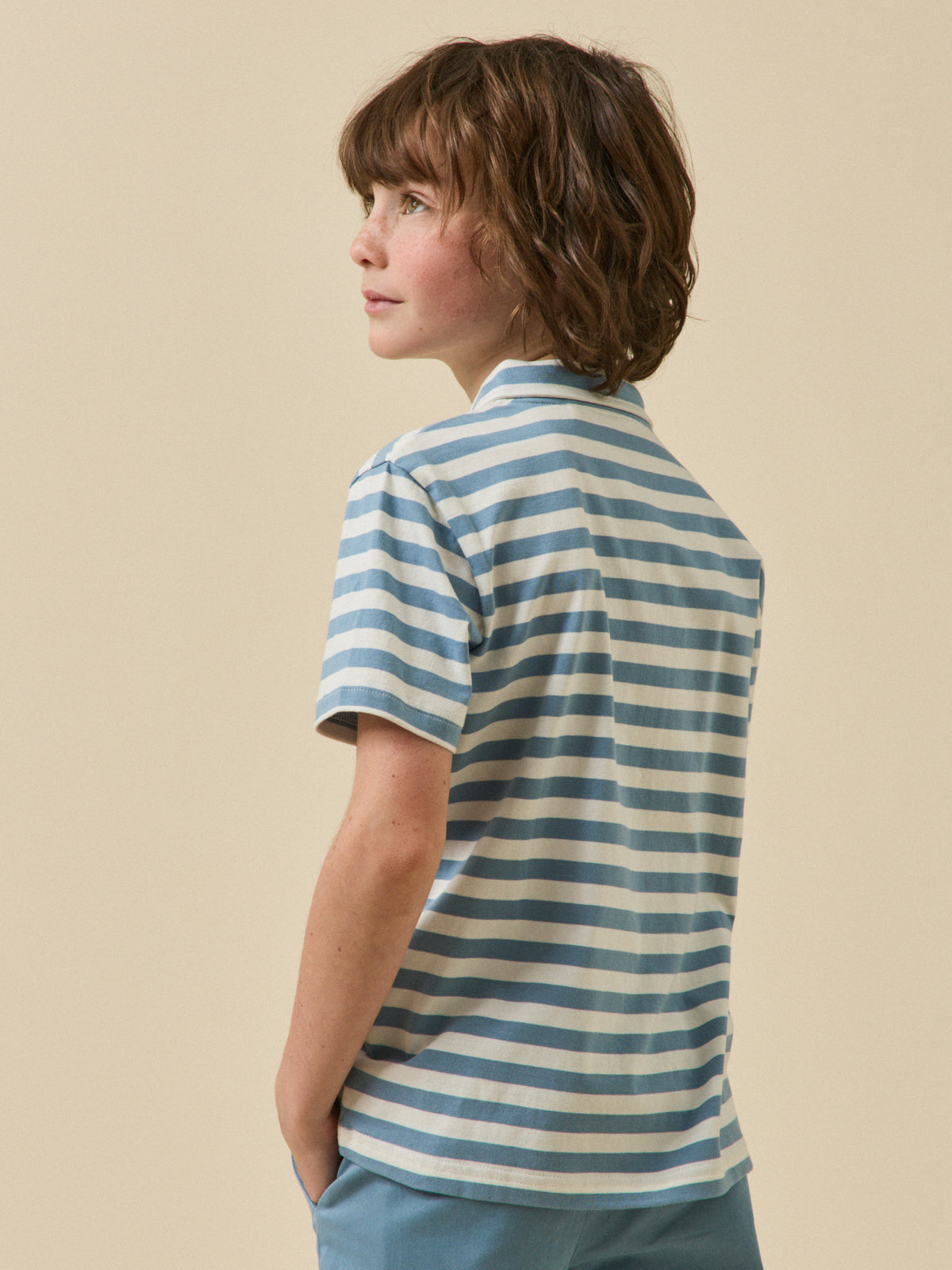 Boy's striped organic cotton polo shirt