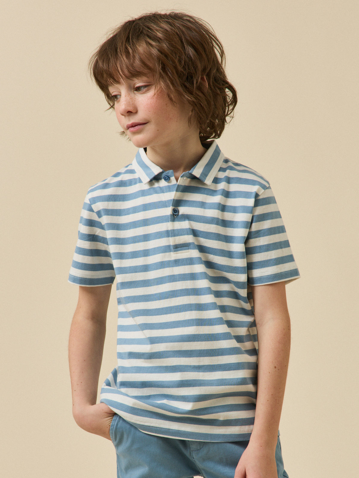 Boy's striped organic cotton polo shirt