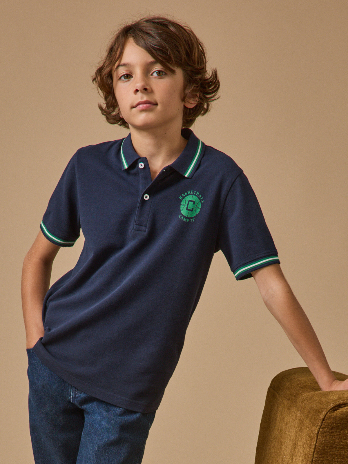 Boy's piqué knit polo shirt