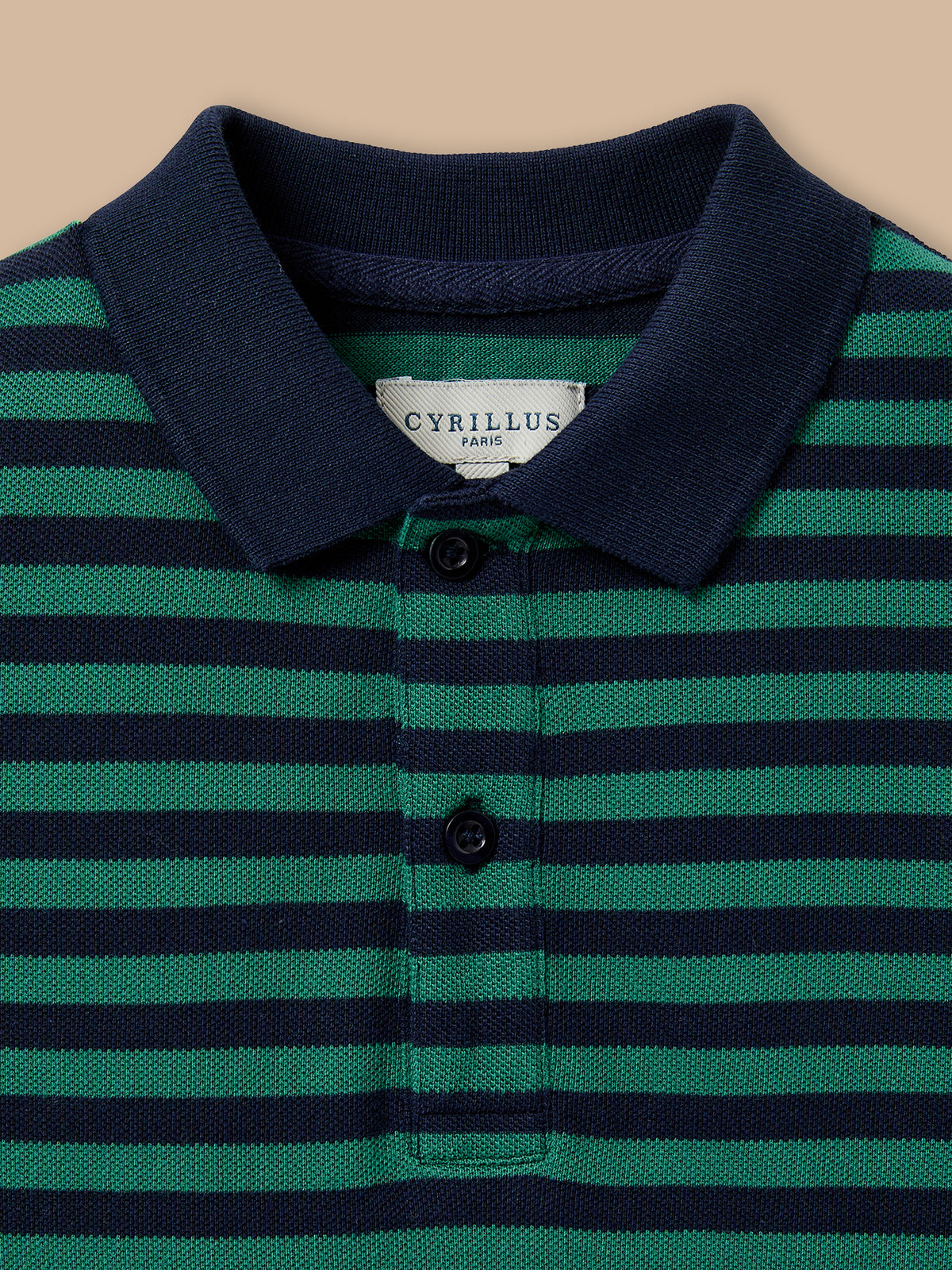Boy's striped piqué knit polo shirt