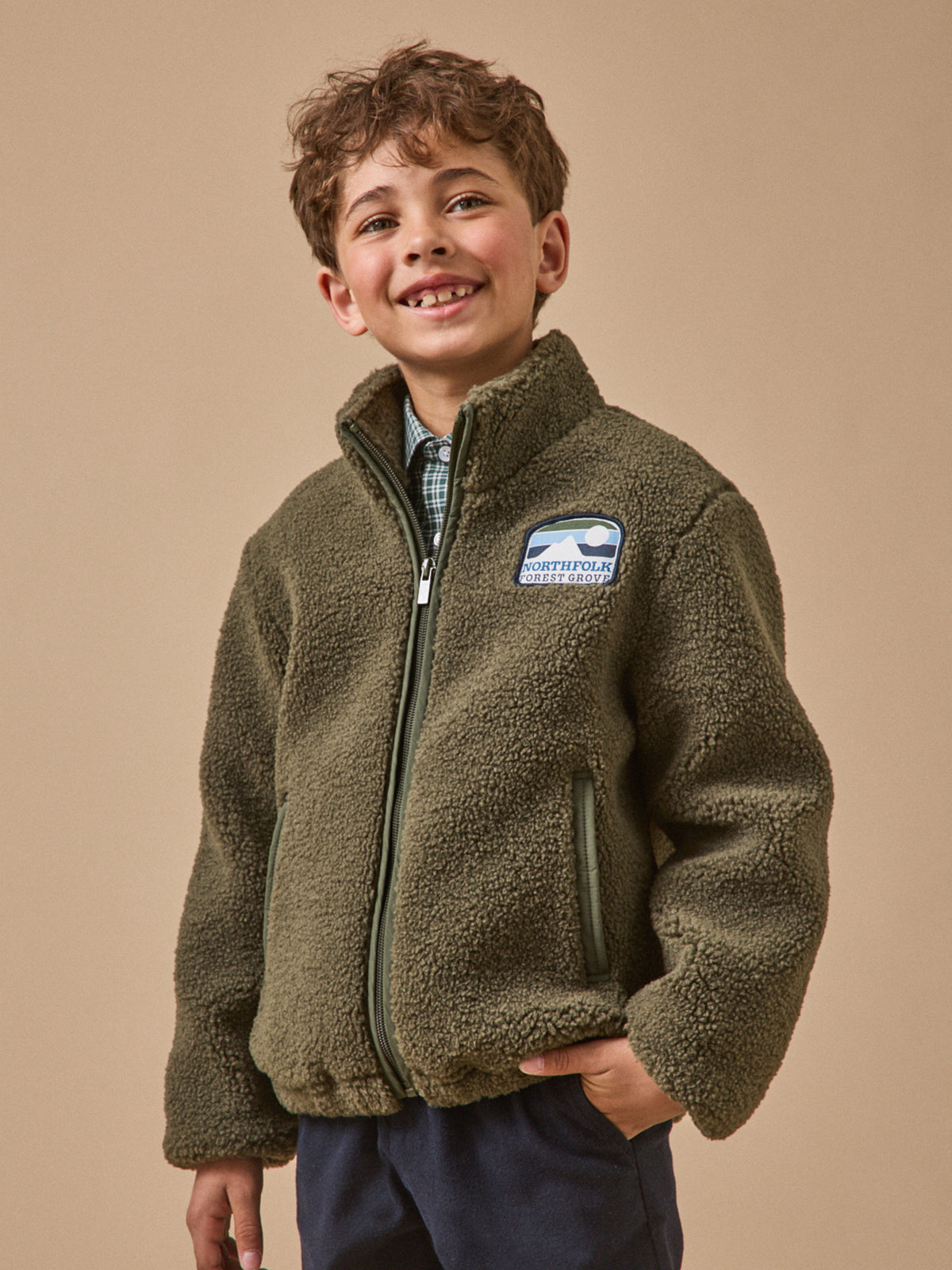 Boy's zip sherpa cardigan