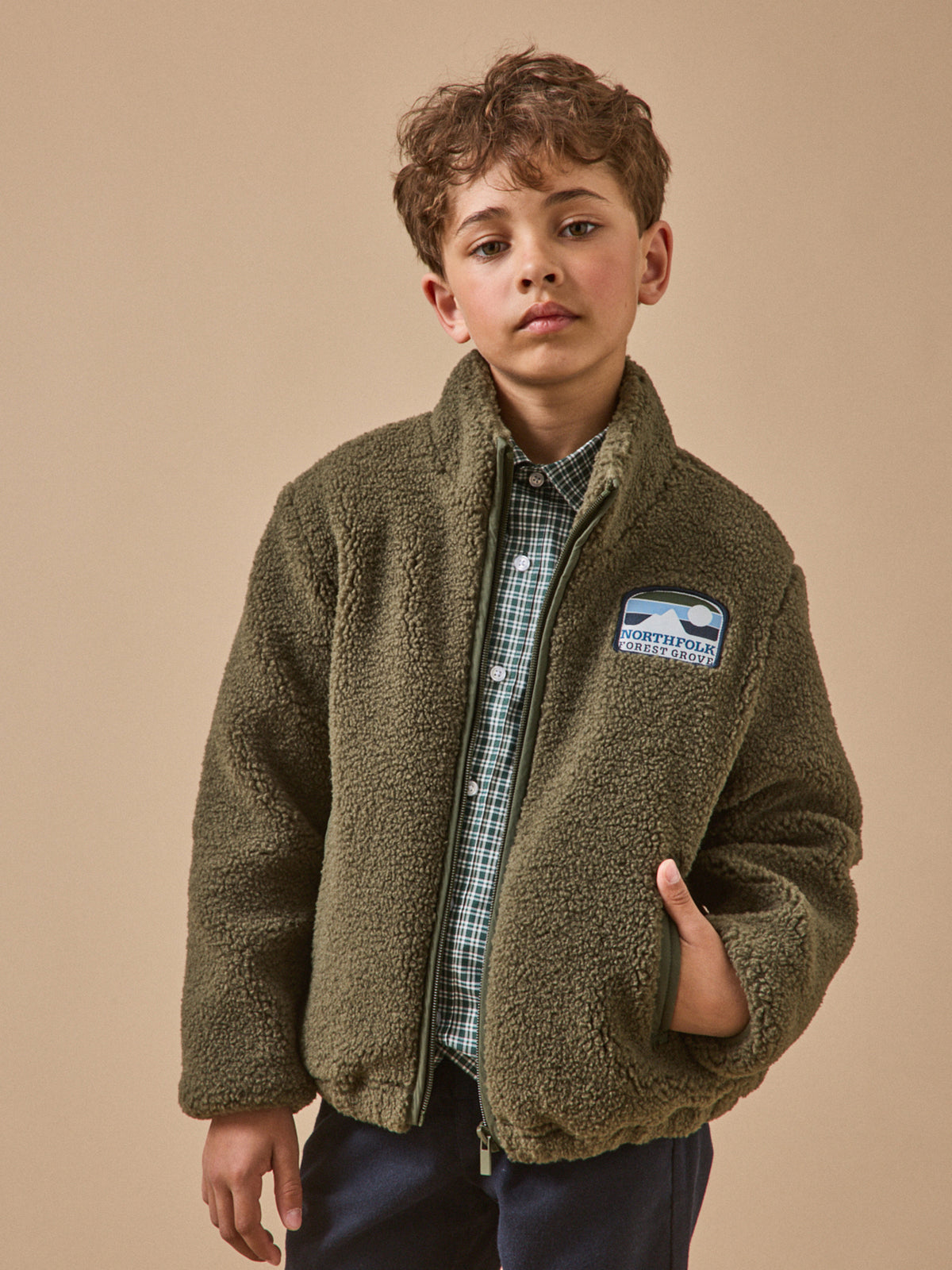 Boy's zip sherpa cardigan