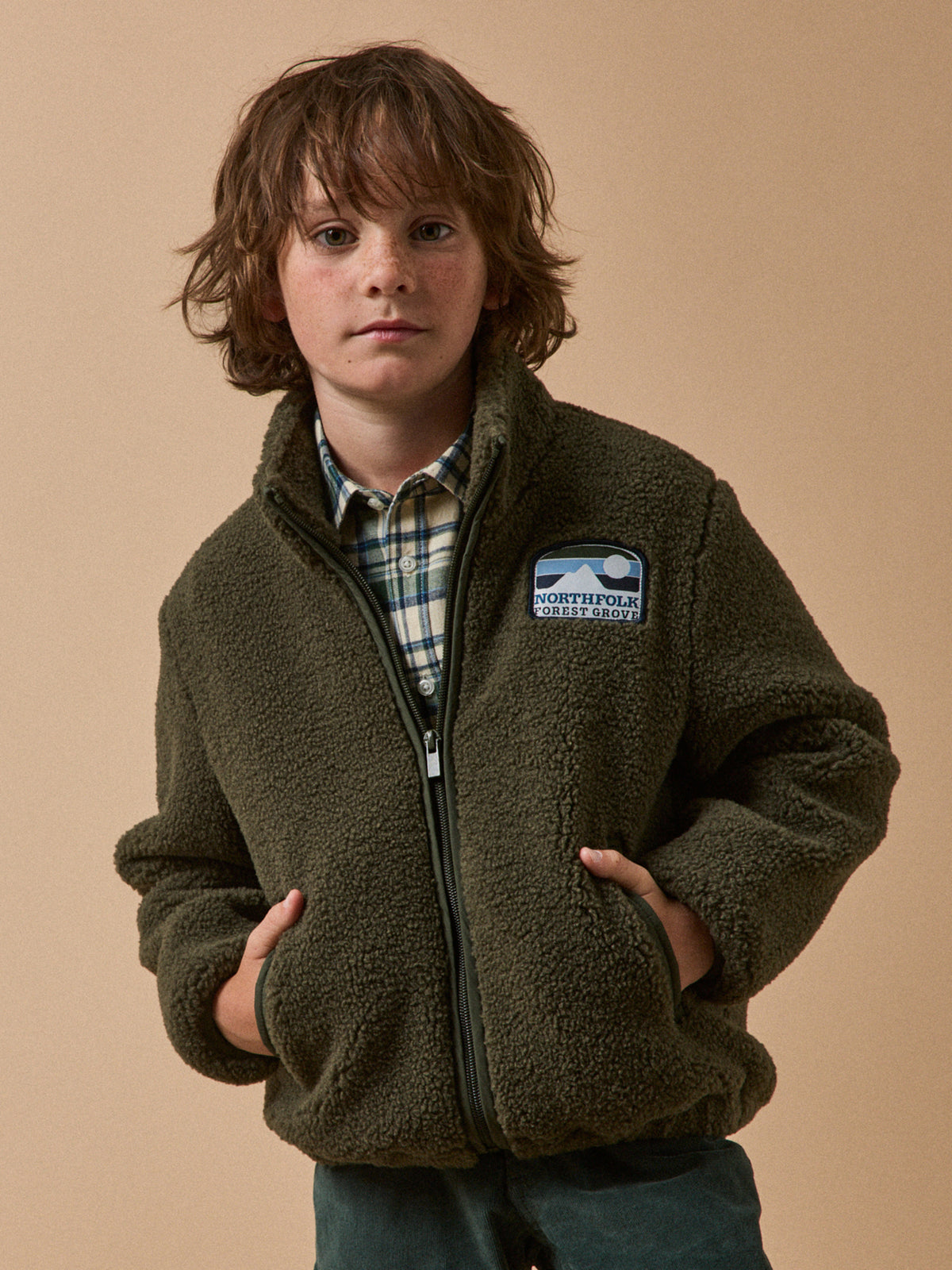 Boy's zip sherpa cardigan