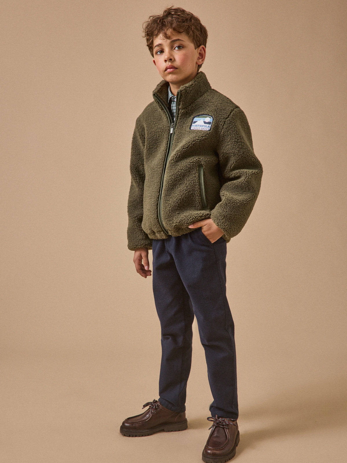 Boy's zip sherpa cardigan