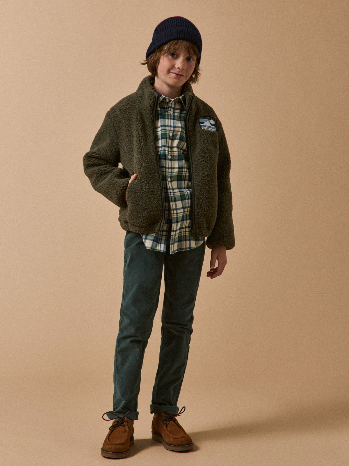 Boy's zip sherpa cardigan