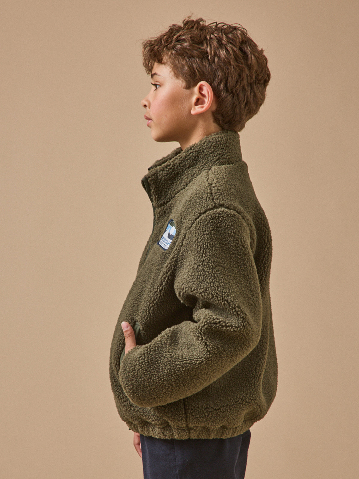 Boy's zip sherpa cardigan