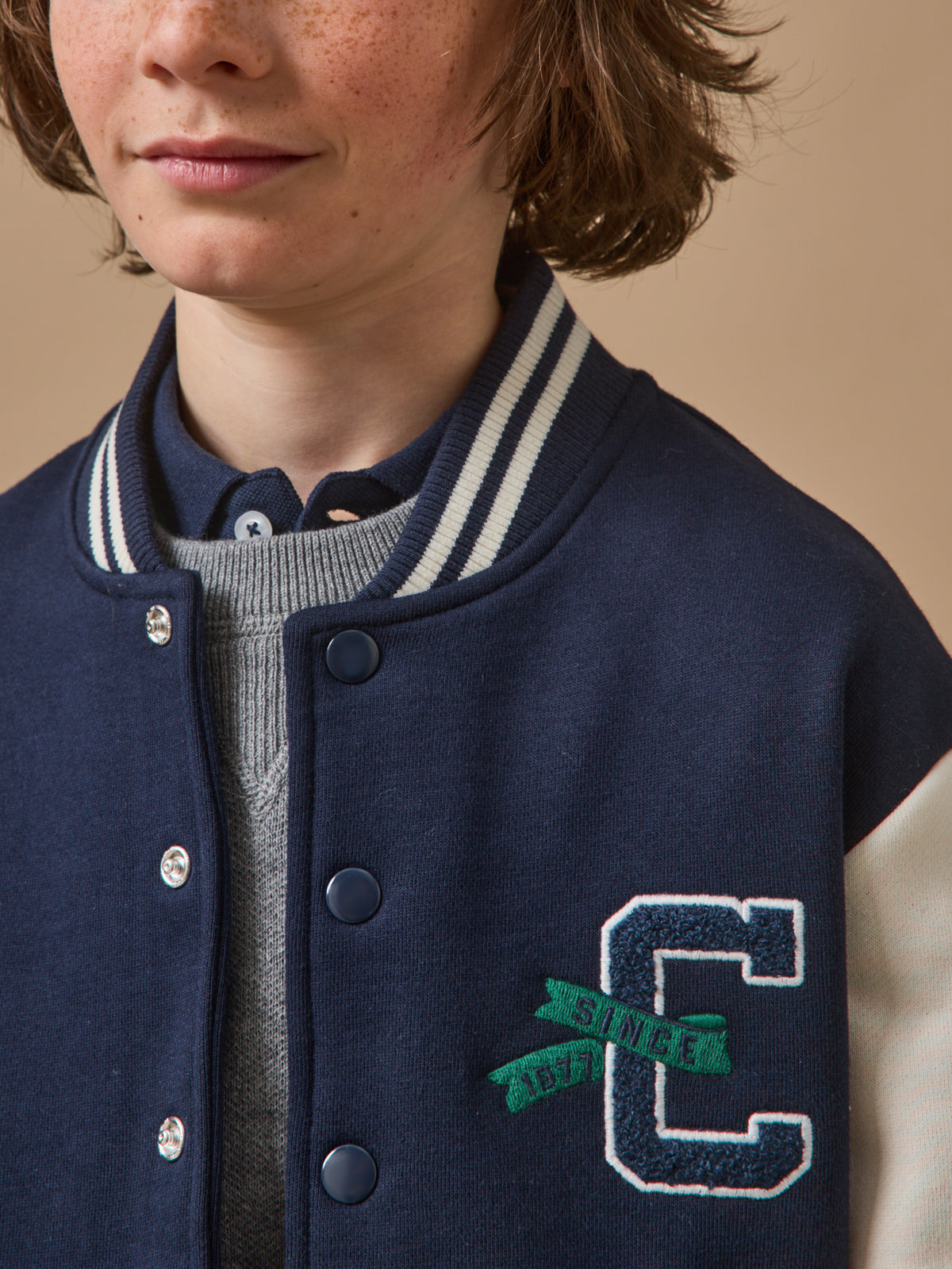 Boy's embroidered varsity jacket